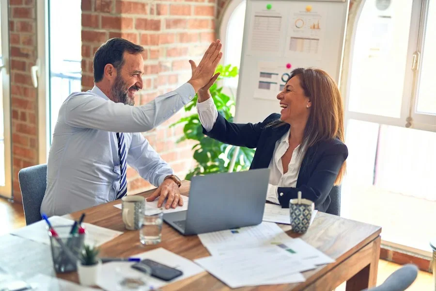 Two people reviewing coverage options together